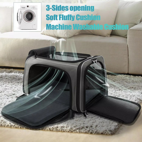 20lbs 1680D Oxford Pet Cat Carrier Airline Approved Breathable Mesh Dog Trave... - Picture 2 of 8